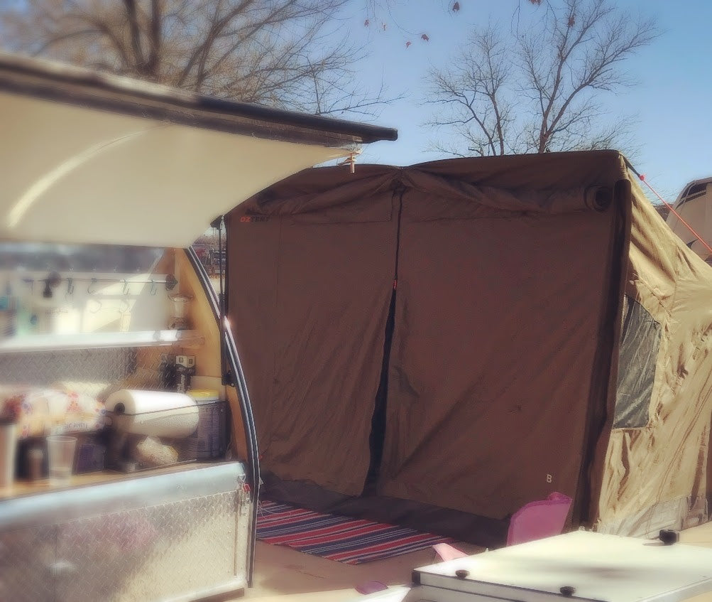Teardrop Trailer Camping-Oztent EYRE 2 Side Tent Review