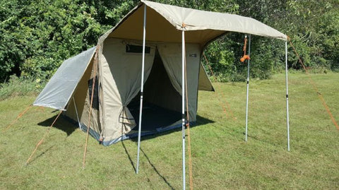 Oztent RX-5 Tent - Front Awning Rolled Out with Poles