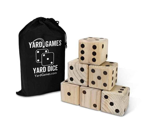 Wooden dice with carry bag
