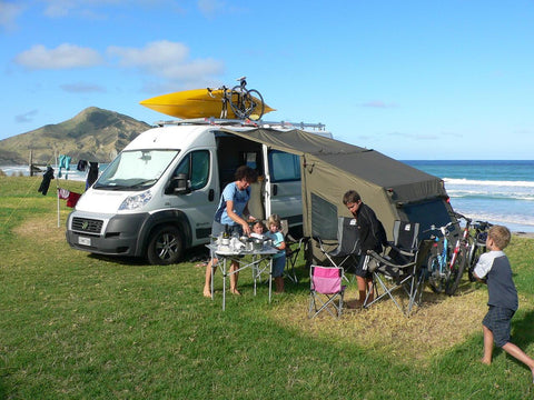 Camper Van Hooked to Oztent