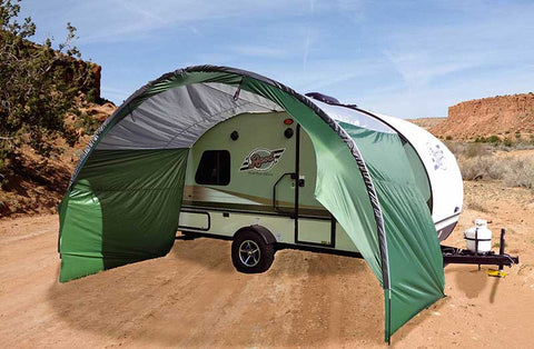 R-Pod Side Awning to Teardrop Trailer - Forest Green Trim  
