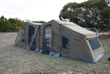 Oztent RV3's Connected at Front Awning's with Panels  